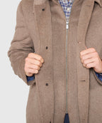 Wool Blend Three-Quarter Length Bibbed Coat