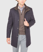 Wool Blend Three-Quarter Length Car Coat
