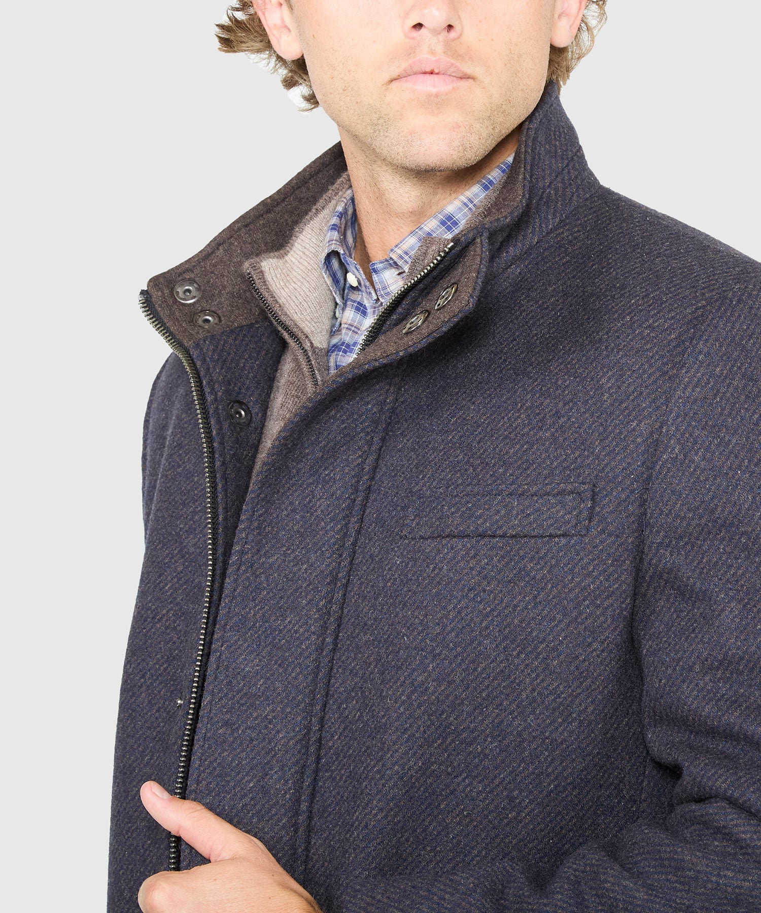 Wool Blend Three-Quarter Length Car Coat