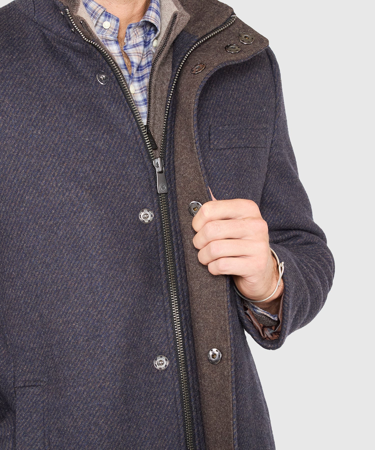 Wool Blend Three-Quarter Length Car Coat