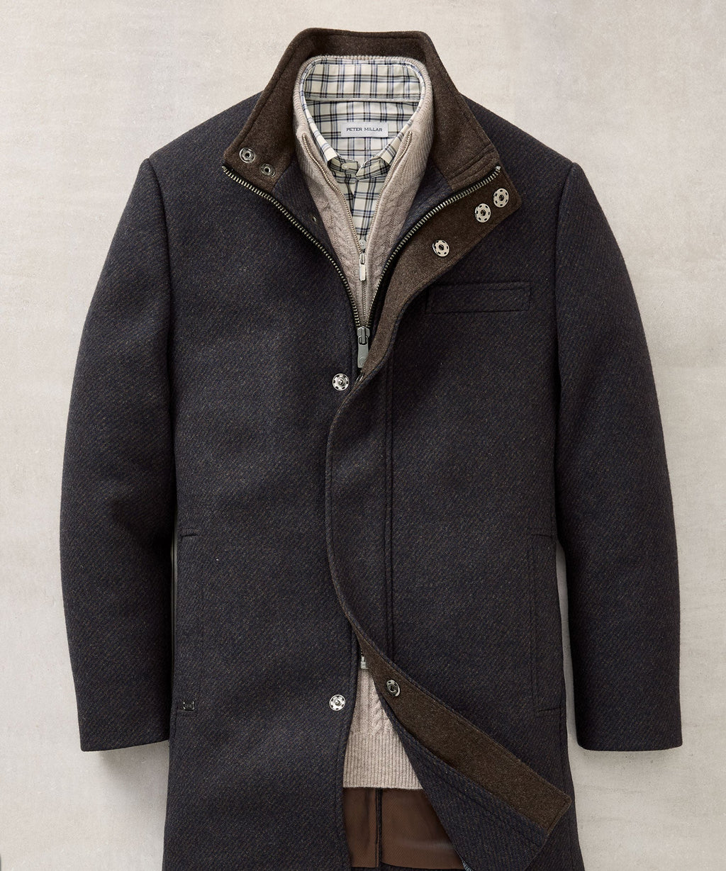 Wool Blend Three-Quarter Length Car Coat