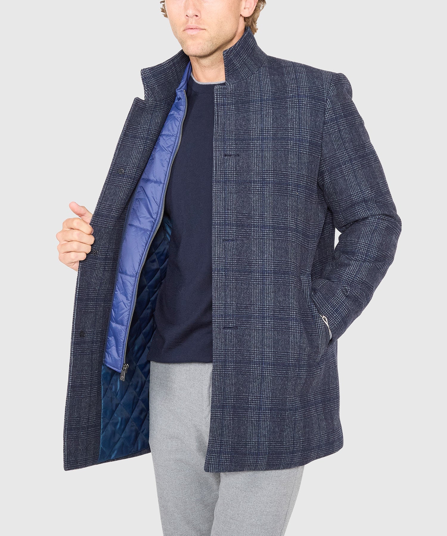 Plaid Wool Jacket with Removable Bib