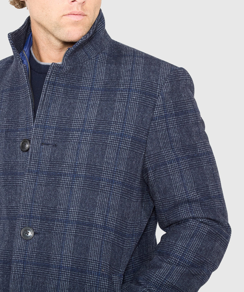 Plaid Wool Jacket with Removable Bib