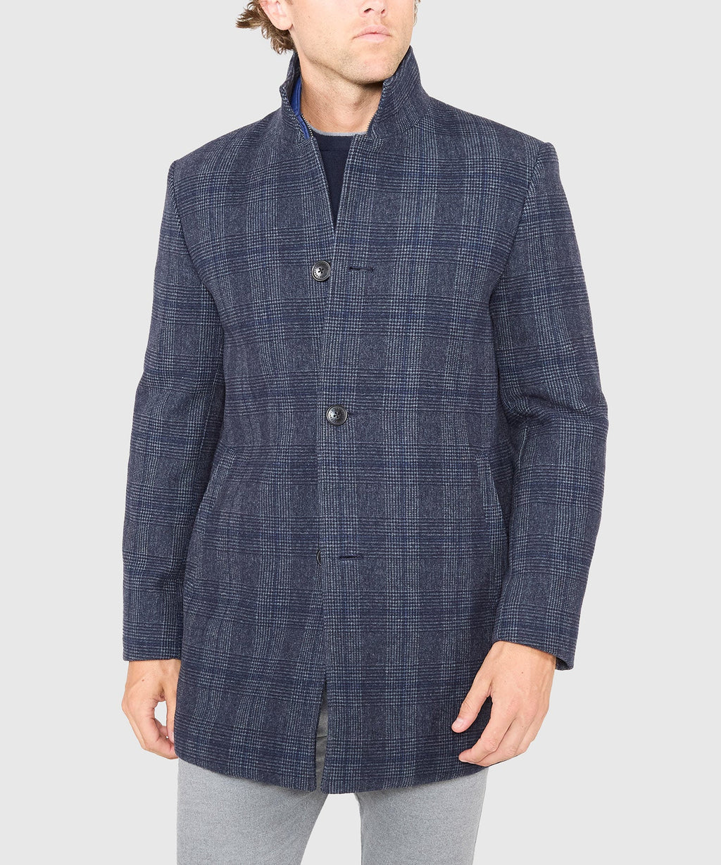 Plaid Wool Jacket with Removable Bib