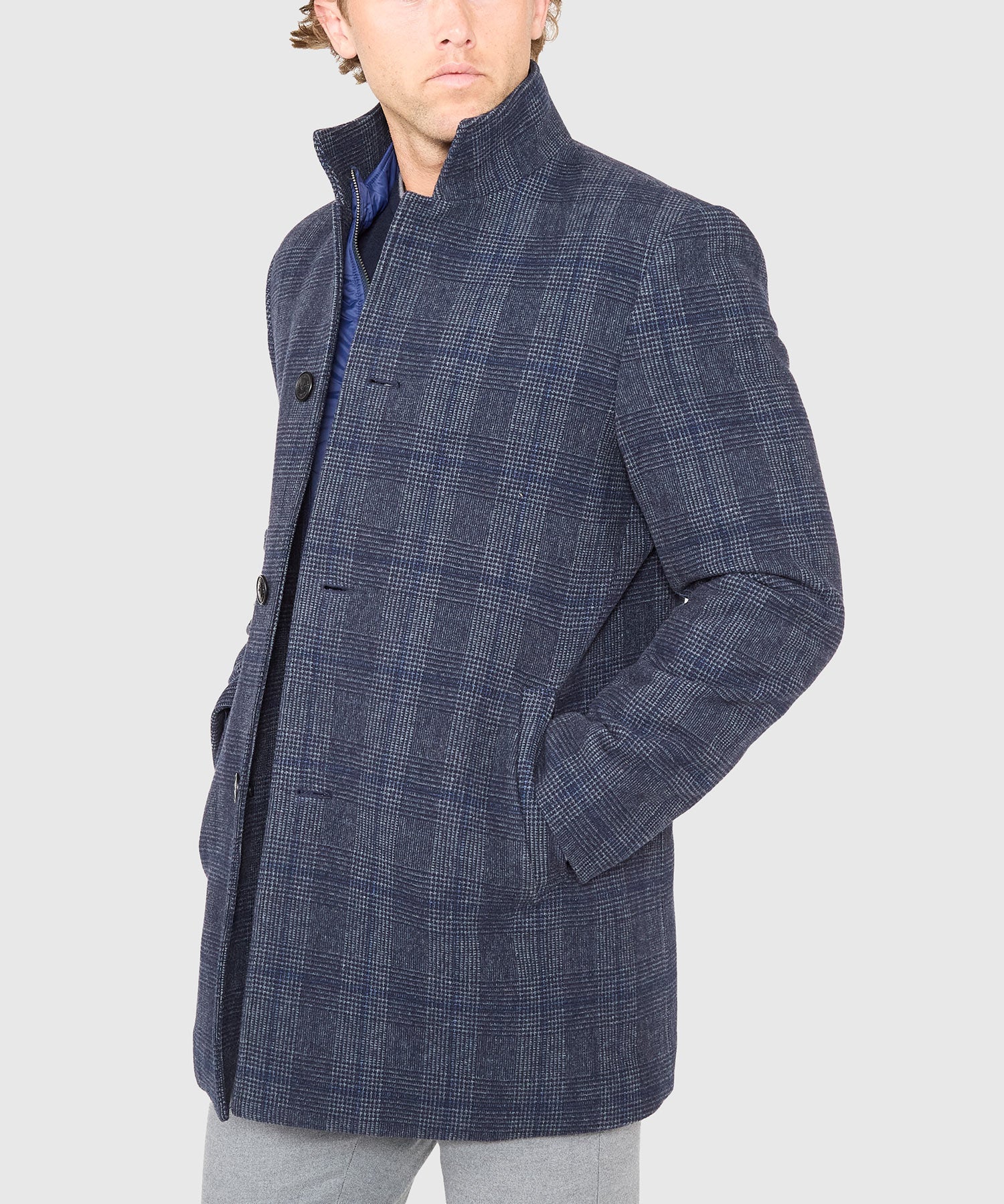 Plaid Wool Jacket with Removable Bib