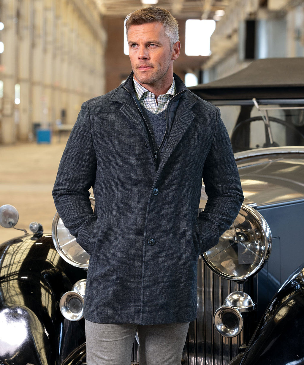 Plaid Wool Jacket with Removable Bib