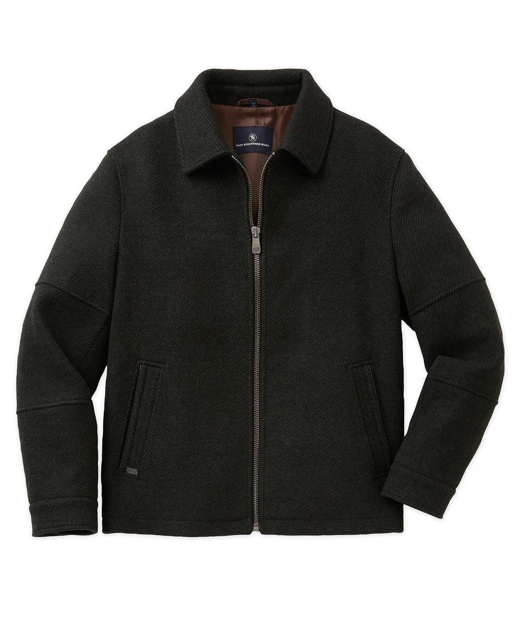 Wool Blend Waist-Length Bomber Jacket