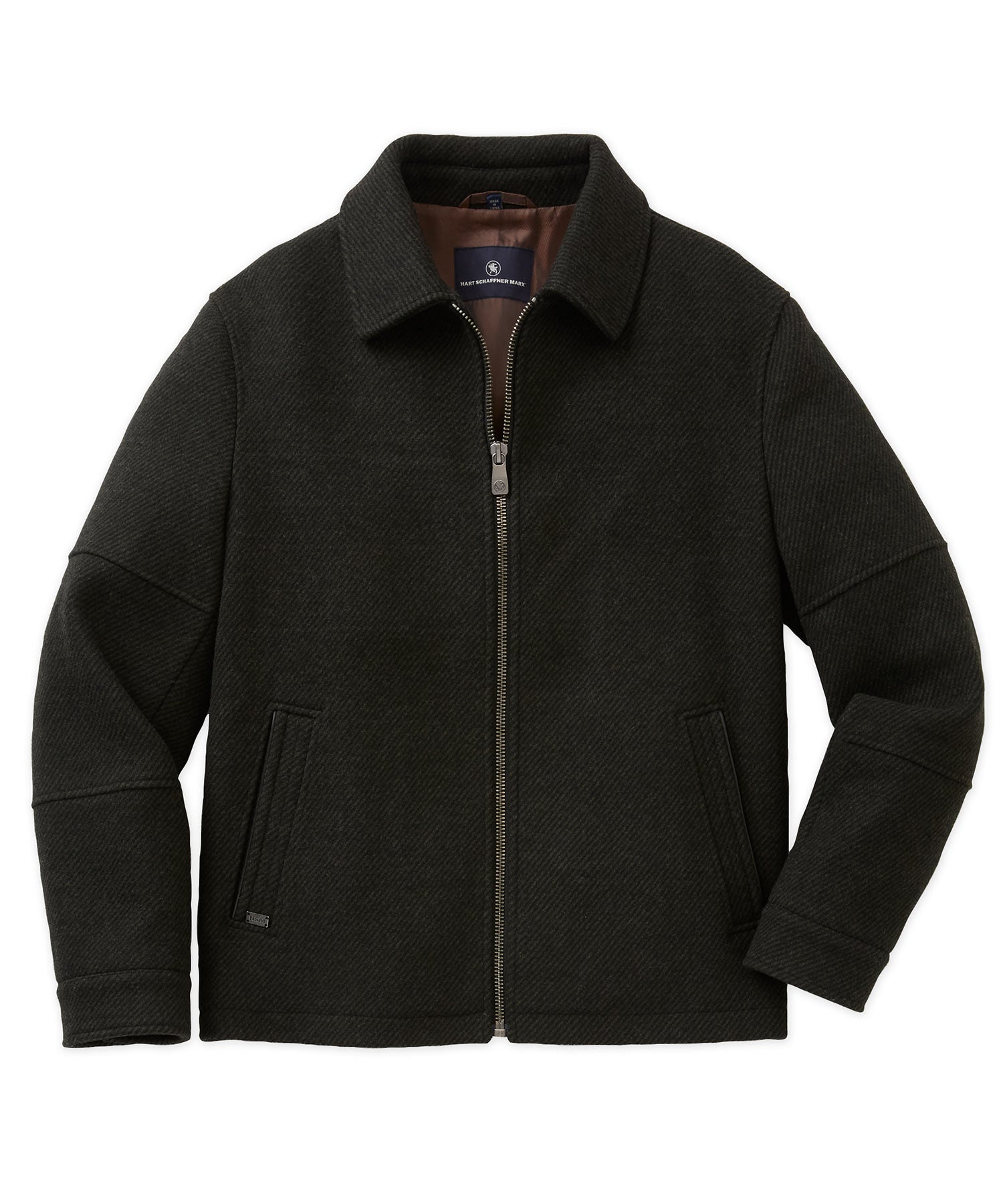 Wool Blend Waist-Length Bomber Jacket