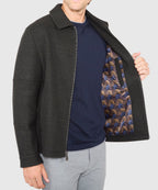 Wool Blend Waist-Length Bomber Jacket