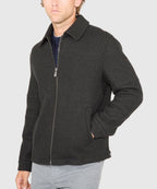 Wool Blend Waist-Length Bomber Jacket