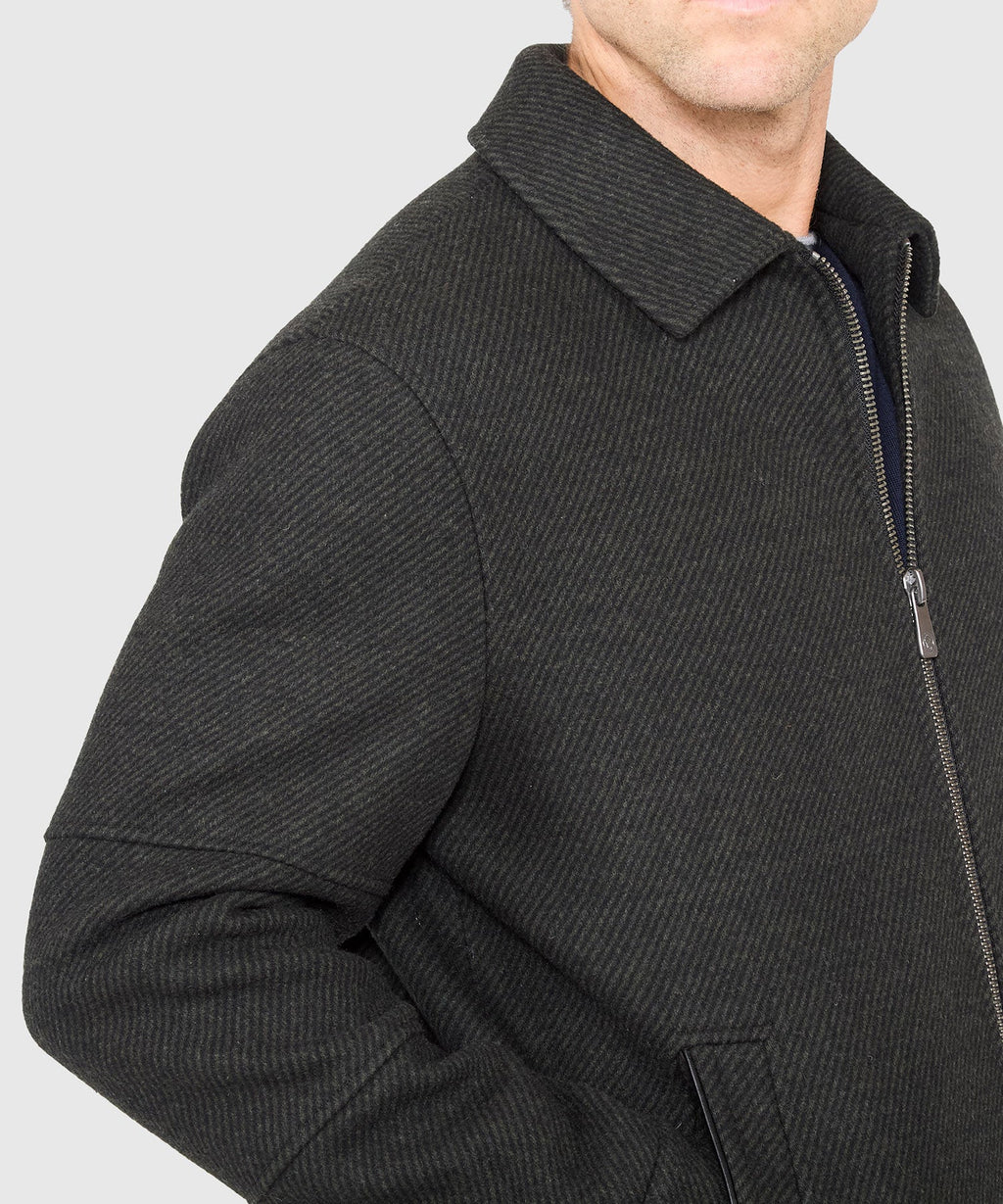 Wool Blend Waist-Length Bomber Jacket