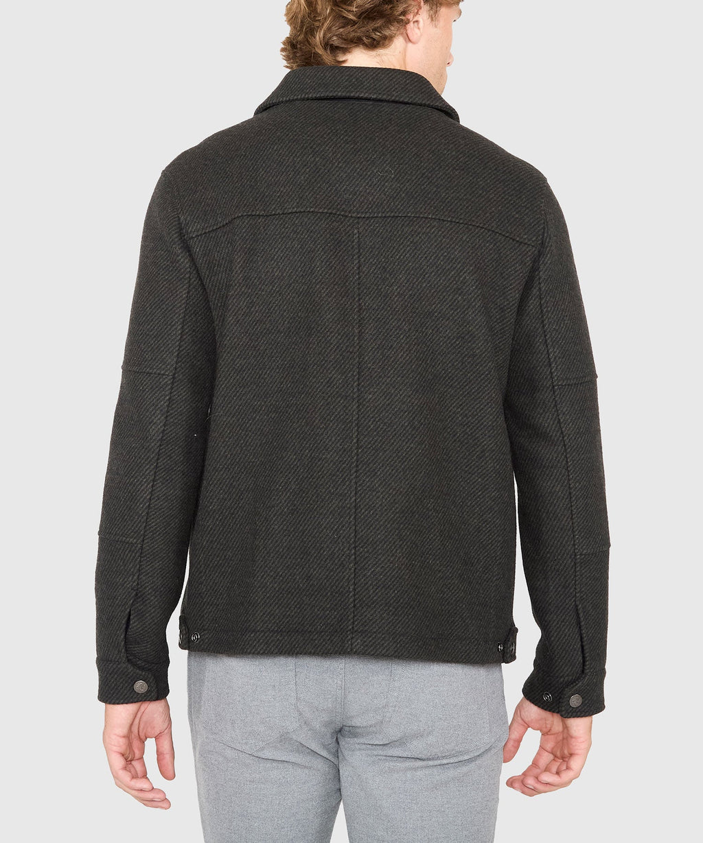 Wool Blend Waist-Length Bomber Jacket