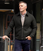 Wool Blend Waist-Length Bomber Jacket