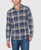 Long Sleeve Washed Cotton Plaid Sport Shirt