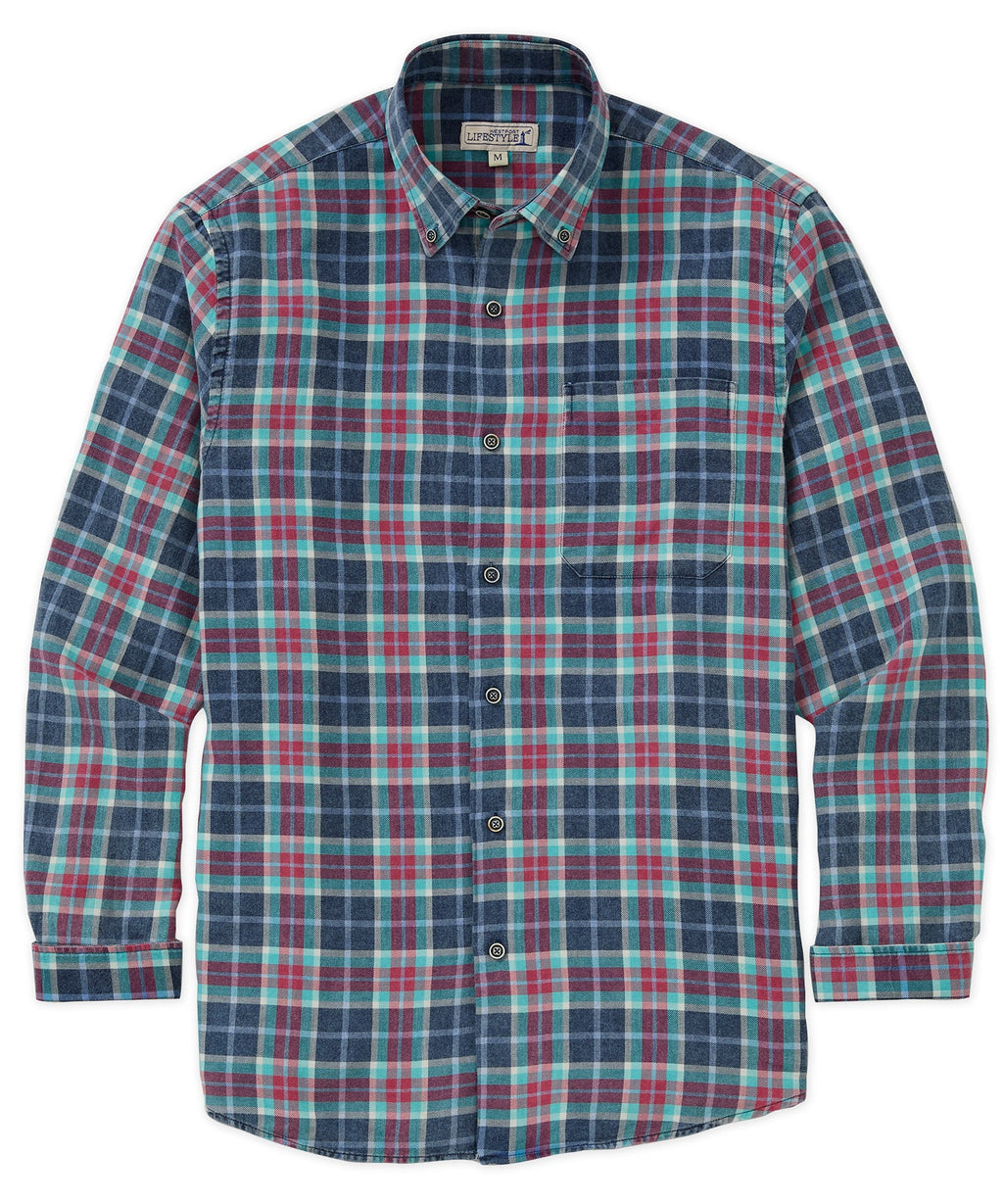Long Sleeve Plaid Sport Shirt – Blue/Red