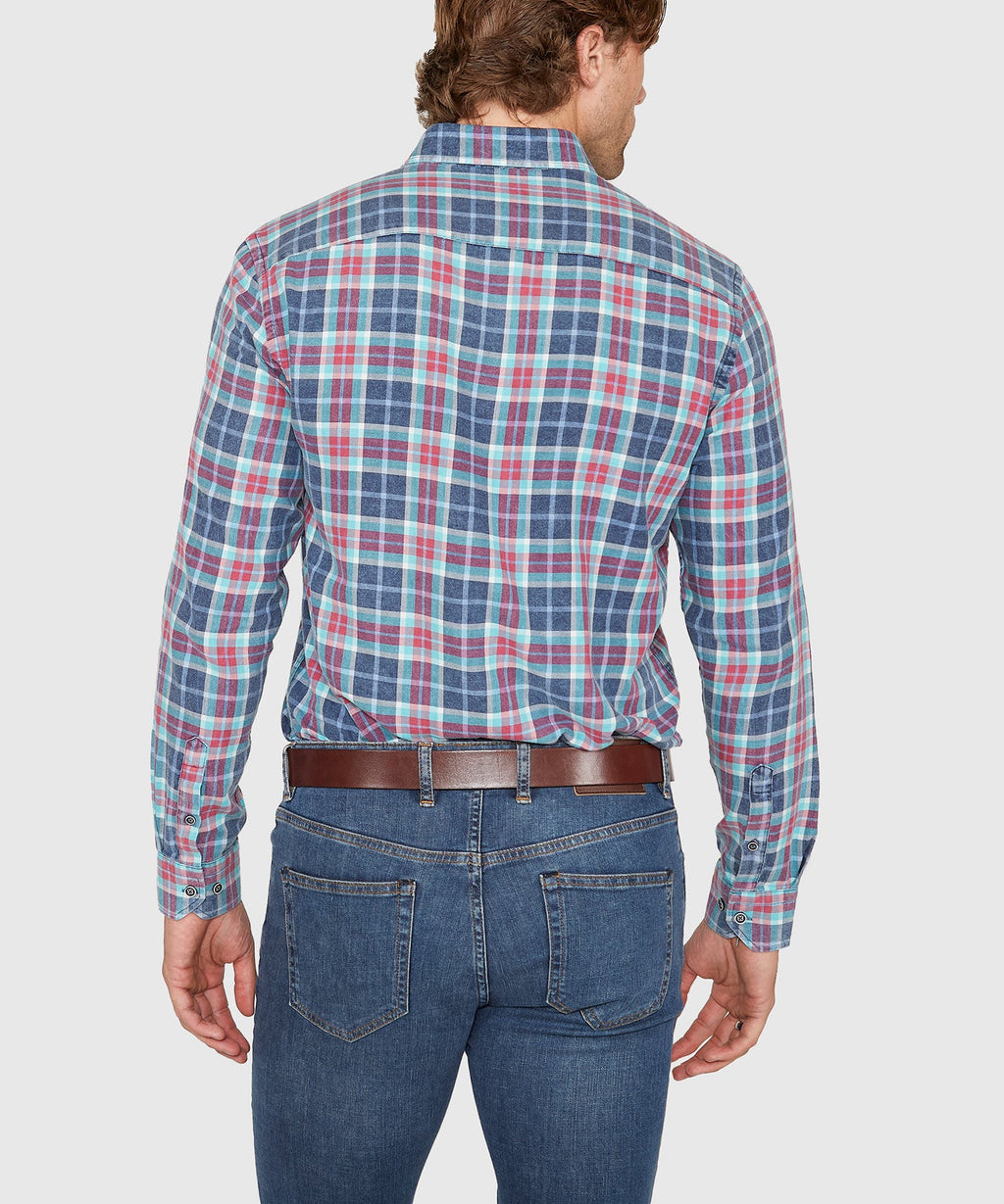 Long Sleeve Plaid Sport Shirt – Blue/Red