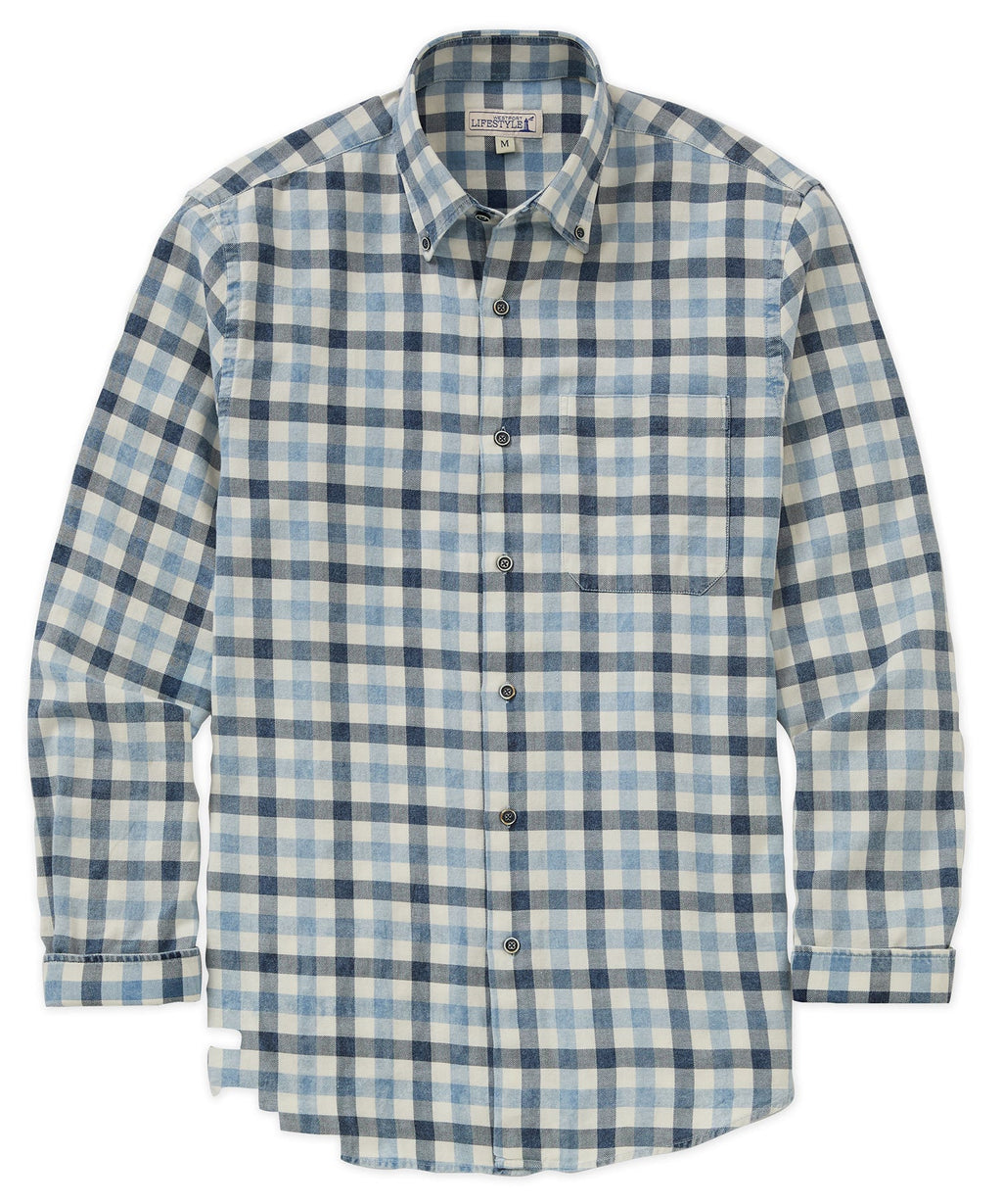 Long Sleeve Plaid Sport Shirt – White/Blue