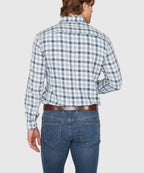 Long Sleeve Plaid Sport Shirt – White/Blue
