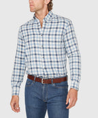 Long Sleeve Plaid Sport Shirt – White/Blue
