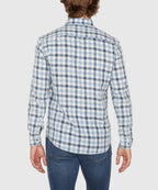 Long Sleeve Plaid Sport Shirt – White/Blue