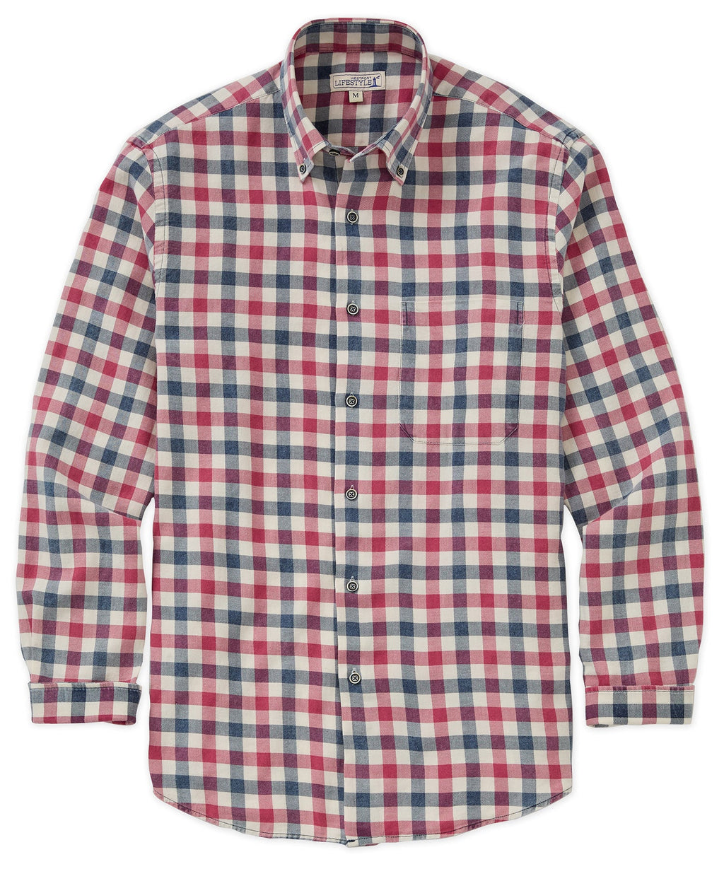 Long Sleeve Plaid Sport Shirt – Navy/Red