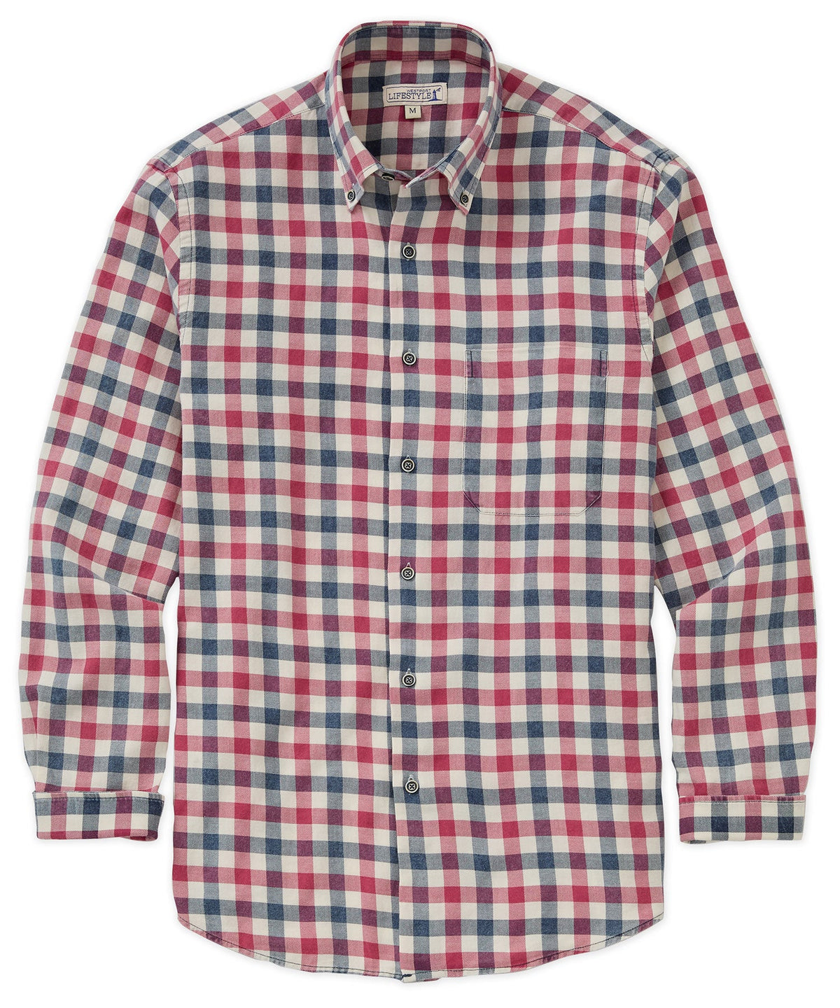 Long Sleeve Plaid Sport Shirt – Navy/Red
