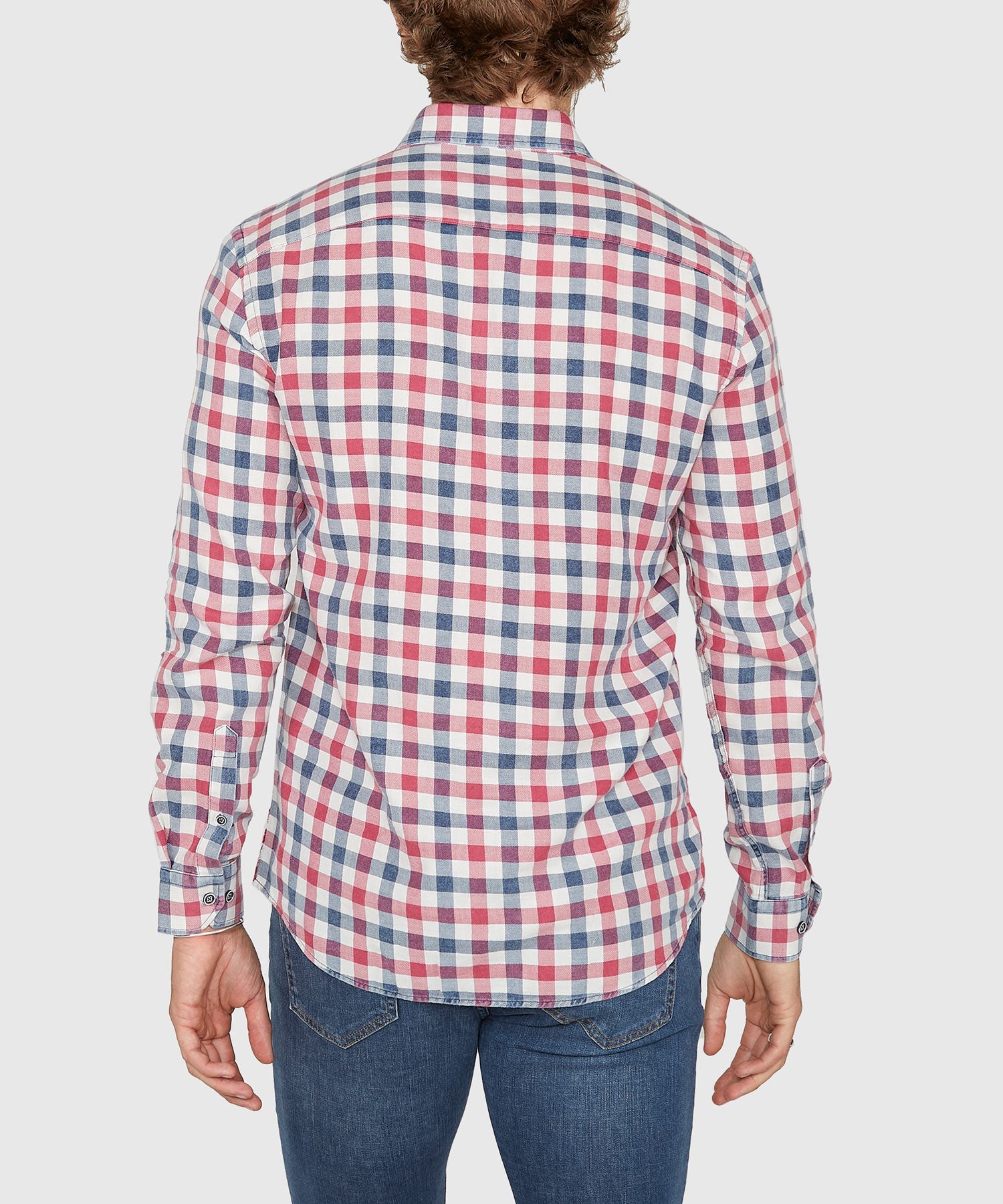Long Sleeve Plaid Sport Shirt – Navy/Red