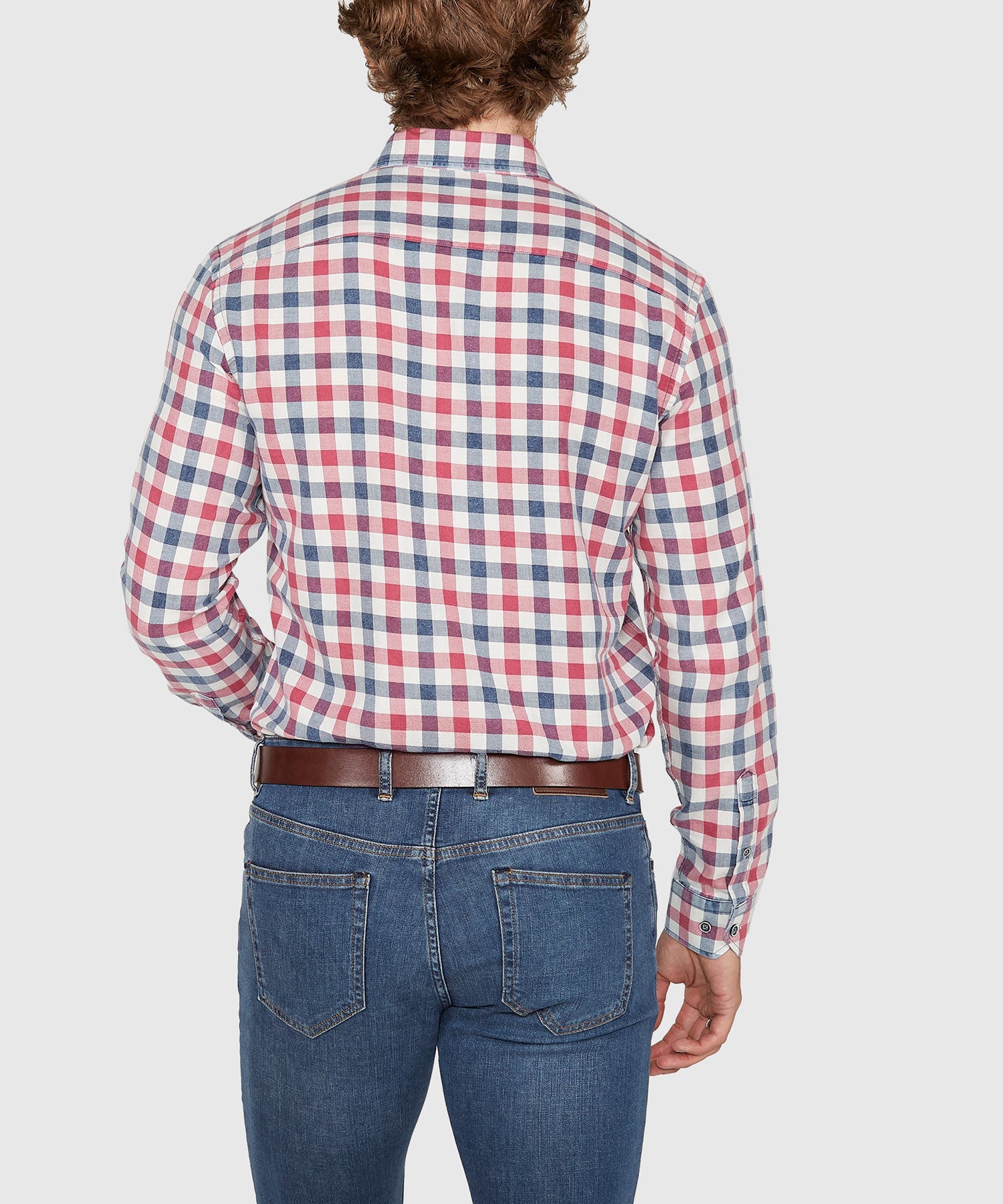 Long Sleeve Plaid Sport Shirt – Navy/Red