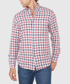 Long Sleeve Plaid Sport Shirt – Navy/Red