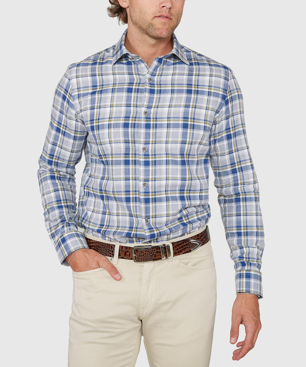 Long Sleeve Spread Collar Cotton Sport Shirt – Light Grey
