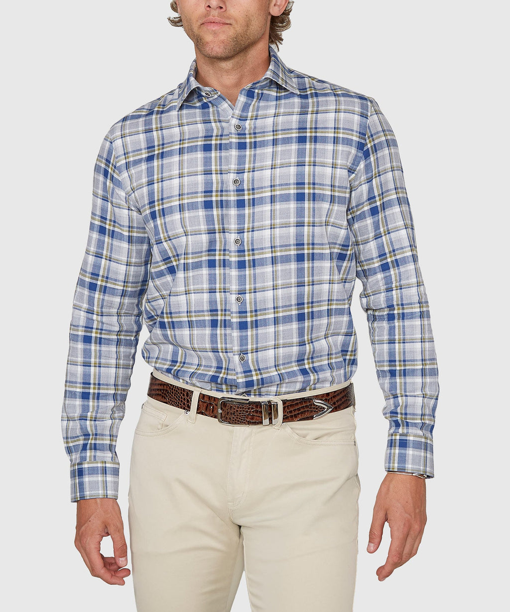 Long Sleeve Spread Collar Cotton Sport Shirt – Light Grey