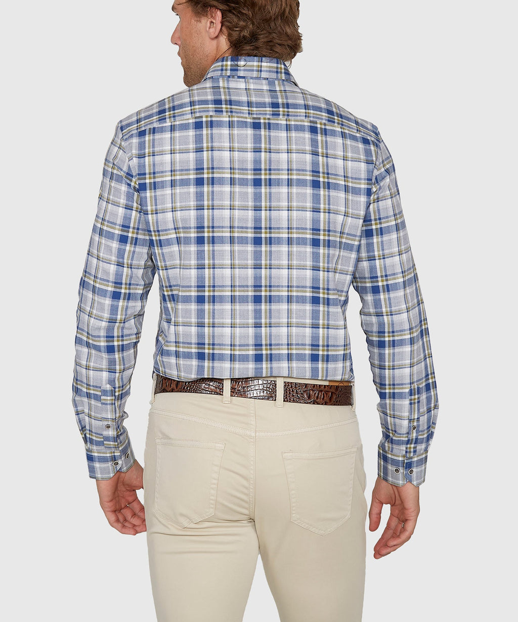 Long Sleeve Spread Collar Cotton Sport Shirt – Light Grey