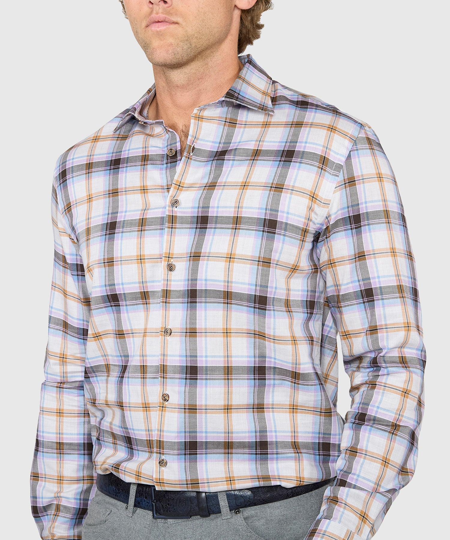 Long Sleeve Spread Collar Cotton Sport Shirt – Multi