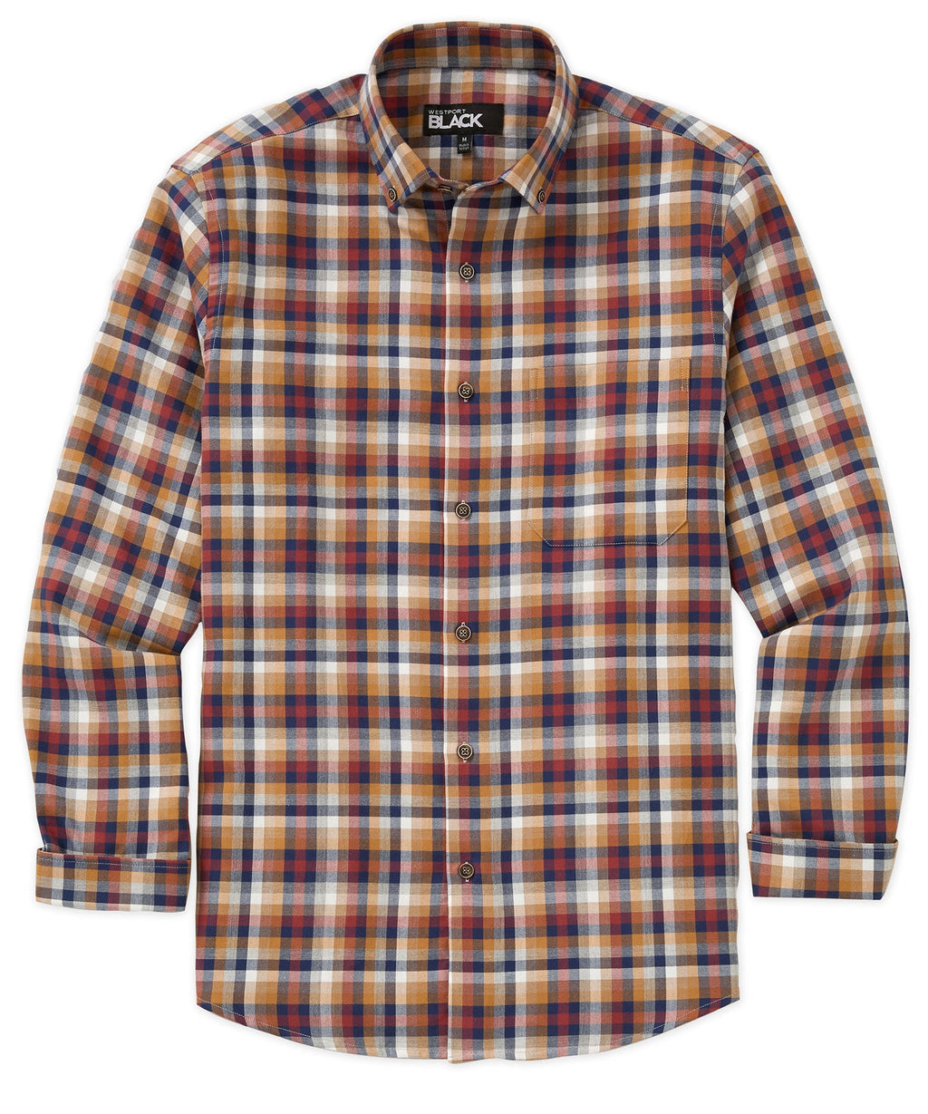 Long Sleeve Plaid Button Down Collar Cotton Sport Shirt – Navy