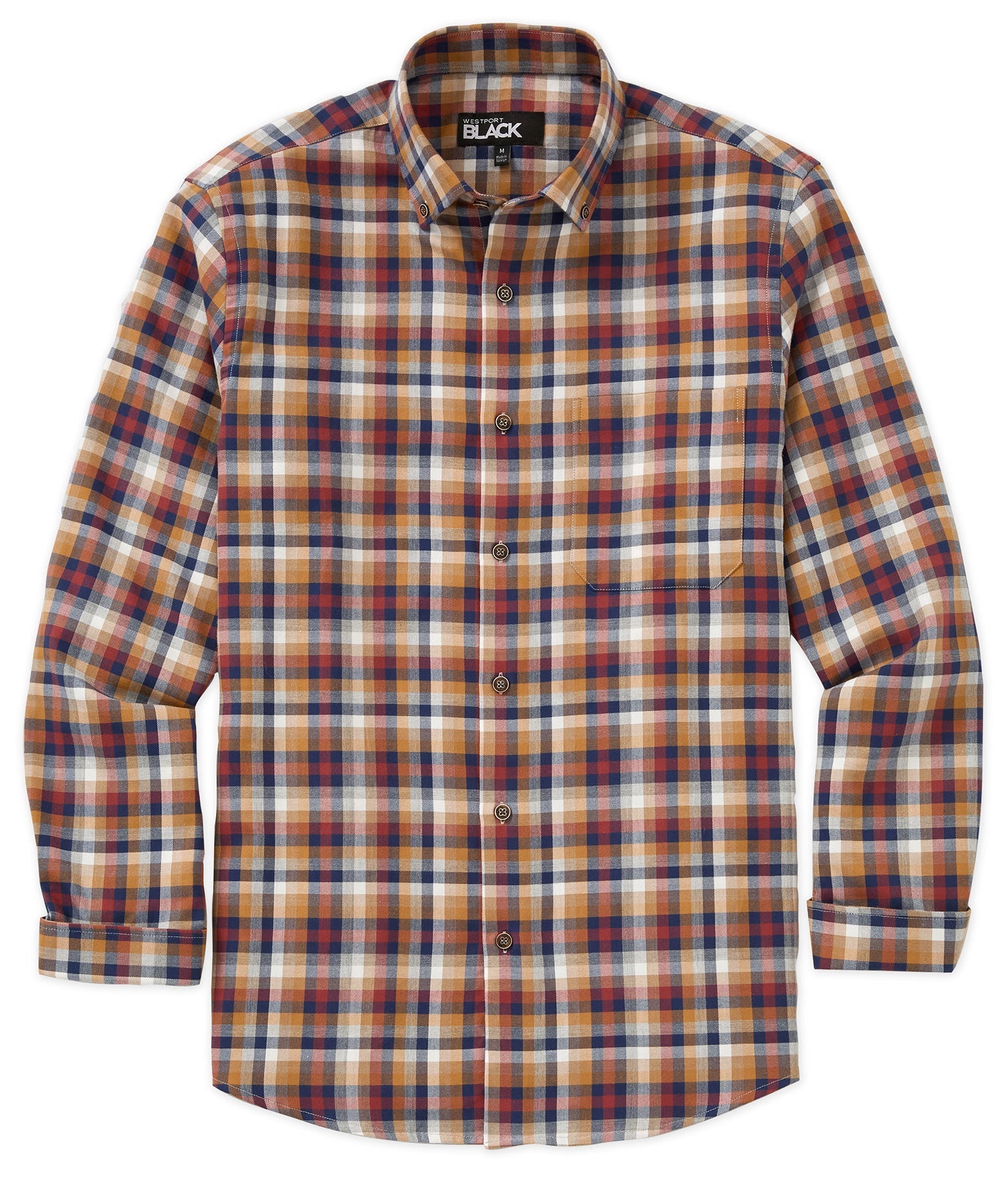 Long Sleeve Plaid Button Down Collar Cotton Sport Shirt – Navy