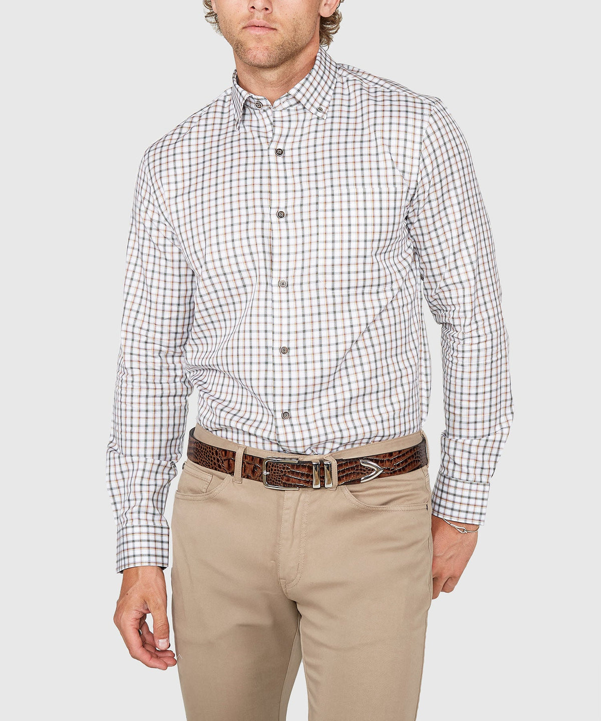 Long Sleeve Spread Collar Cotton Sport Shirt – Forest