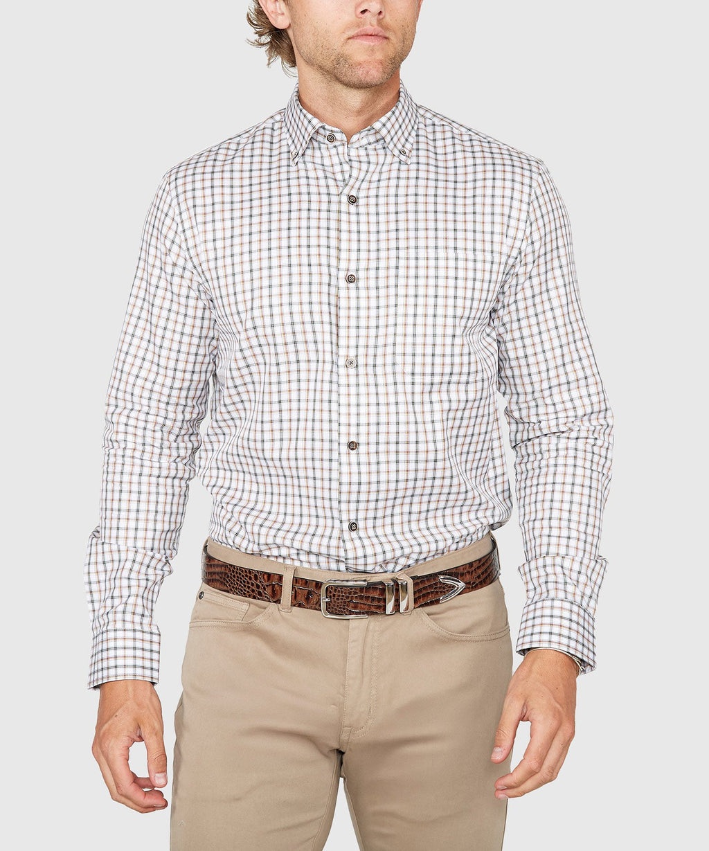 Long Sleeve Spread Collar Cotton Sport Shirt – Forest