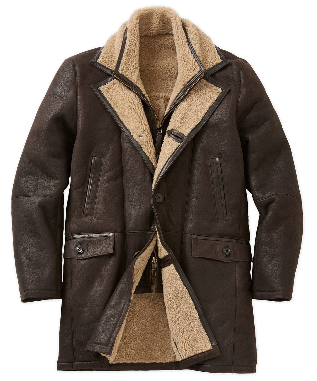 Premium Shearling Coat with Removable Bib – Chestnut