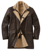 Premium Shearling Coat with Removable Bib – Chestnut