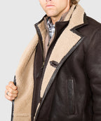 Premium Shearling Coat with Removable Bib – Chestnut