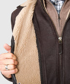 Premium Shearling Coat with Removable Bib – Chestnut