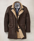 Premium Shearling Coat with Removable Bib – Chestnut