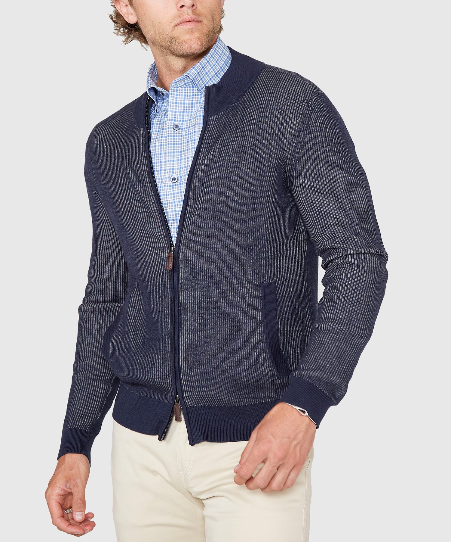 Zip Front Cardigan – Navy