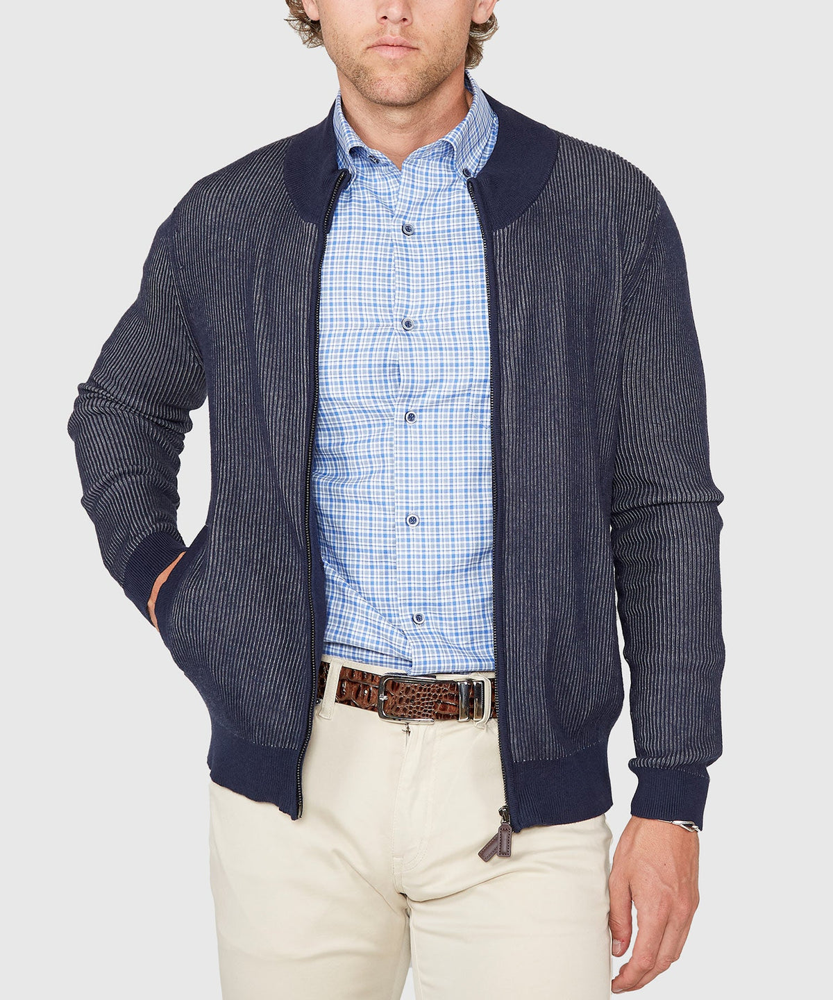 Zip Front Cardigan – Navy