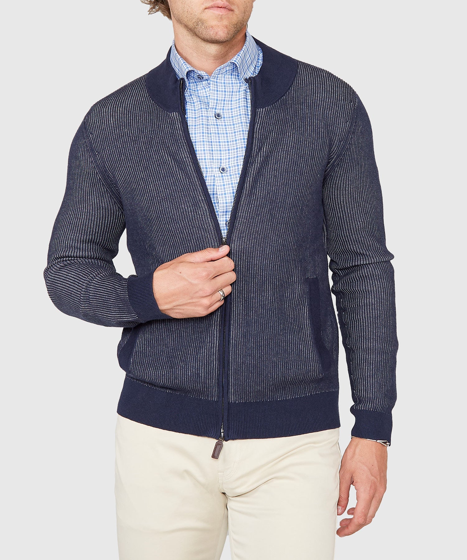 Zip Front Cardigan – Navy
