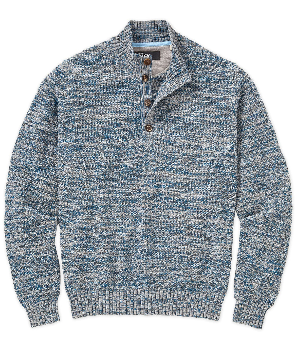 Chenille Button Mock Sweater