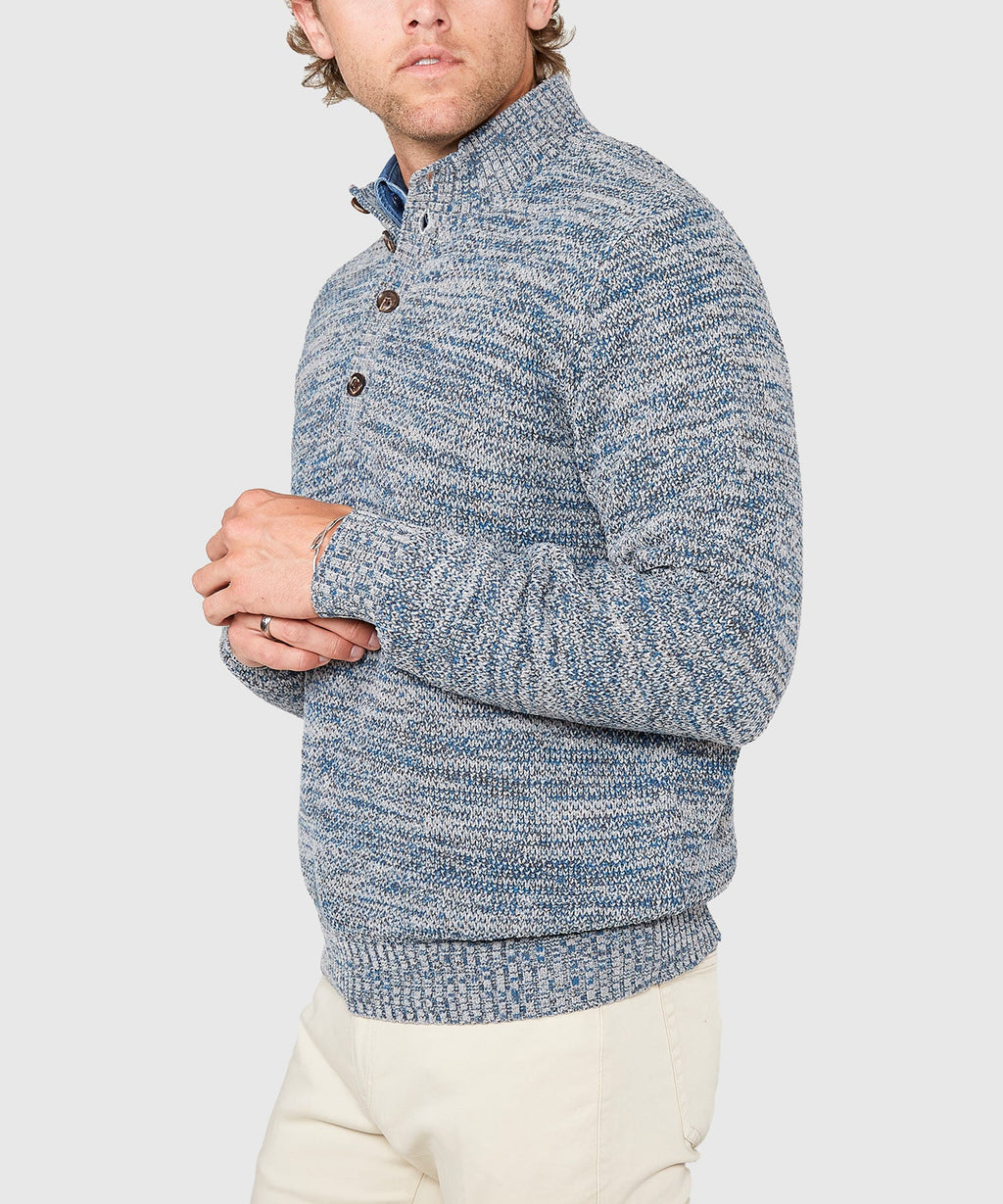 Chenille Button Mock Sweater