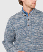 Chenille Button Mock Sweater