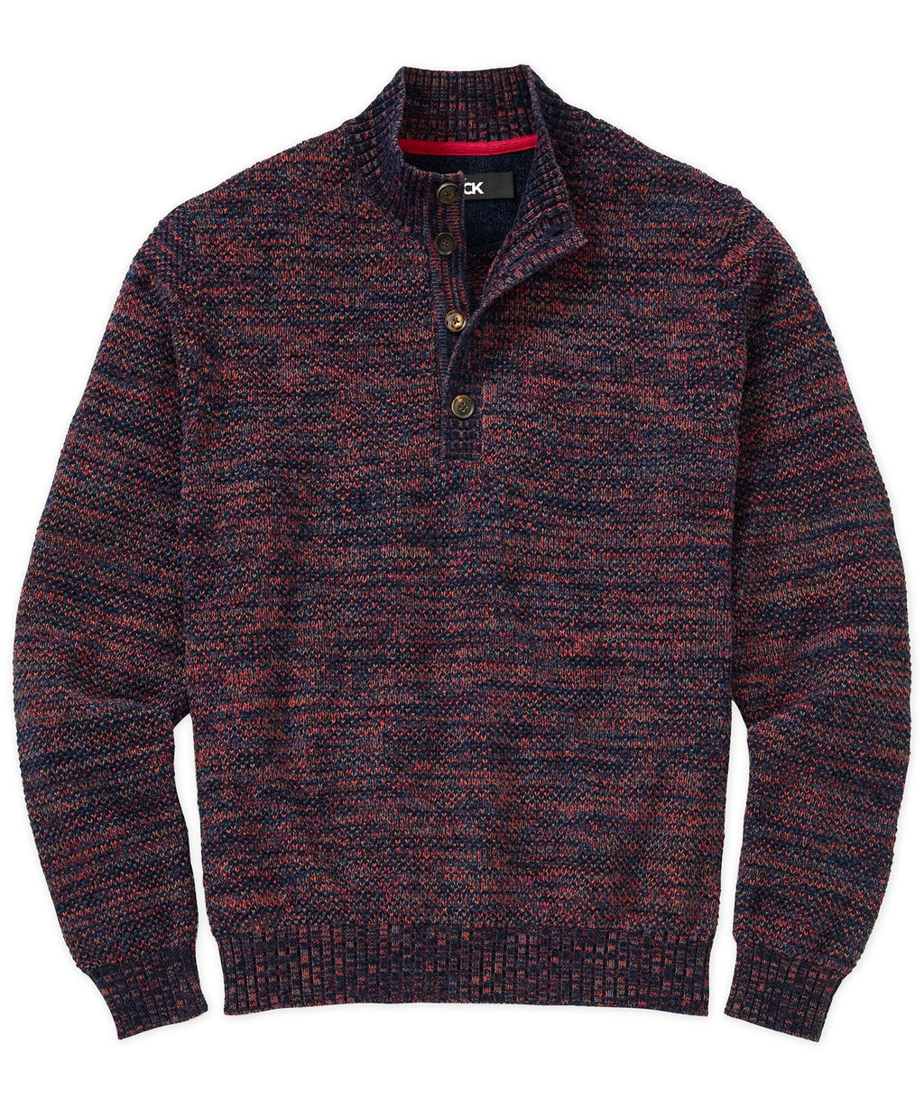 Chenille Button Mock Sweater
