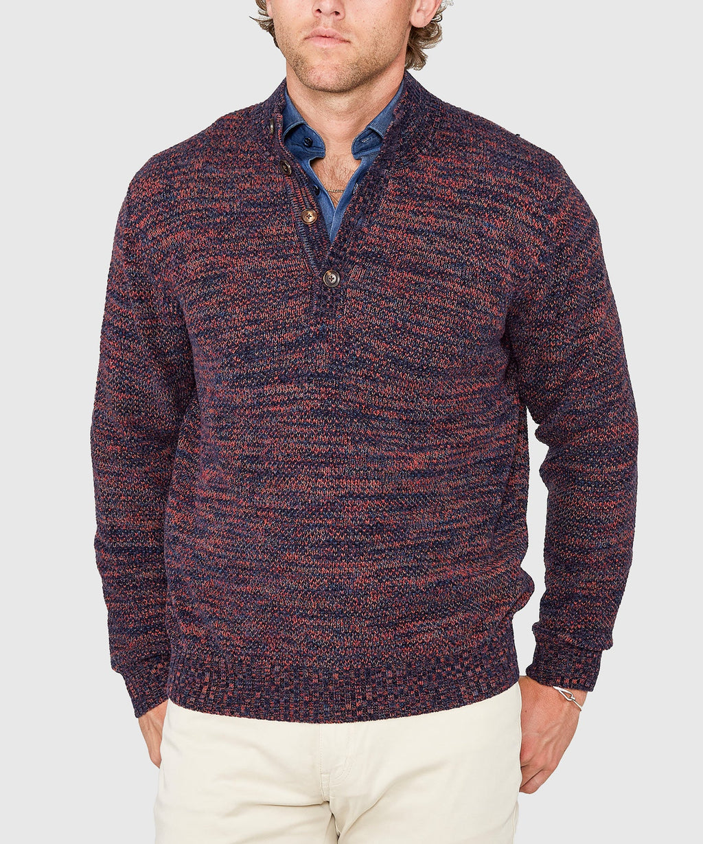 Chenille Button Mock Sweater